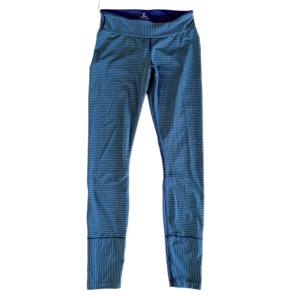 PrAna Like New Sapphire Yoga Leggings in Teal and Navy Stripe Size Small - Picture 3 of 5